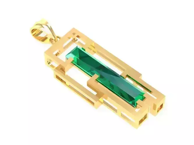 Baguette Cut Gemstone Pendant Jewelry  220