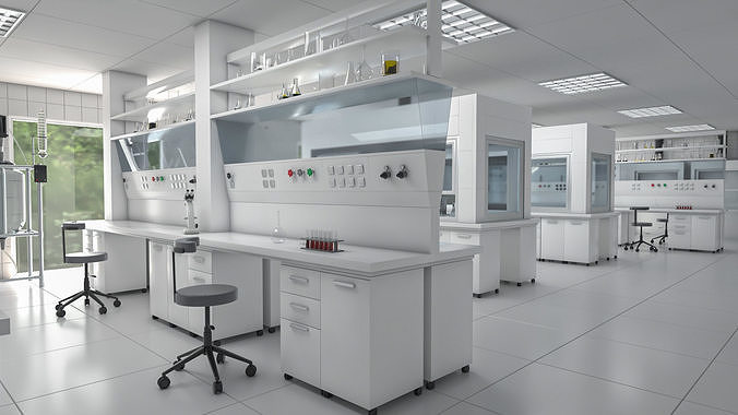 Laboratory with tables and chairs 3D model
