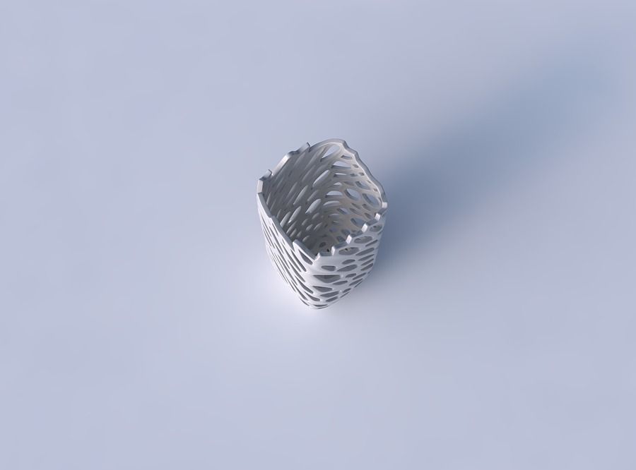 Vase quadratic tall with cracked and twisted organic lattice 3D print model_2