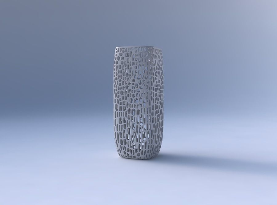 Vase quadratic tall with dense organic lattice 2 3D print model_4
