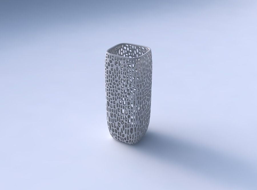 Vase quadratic tall with dense organic lattice 2 3D print model_3