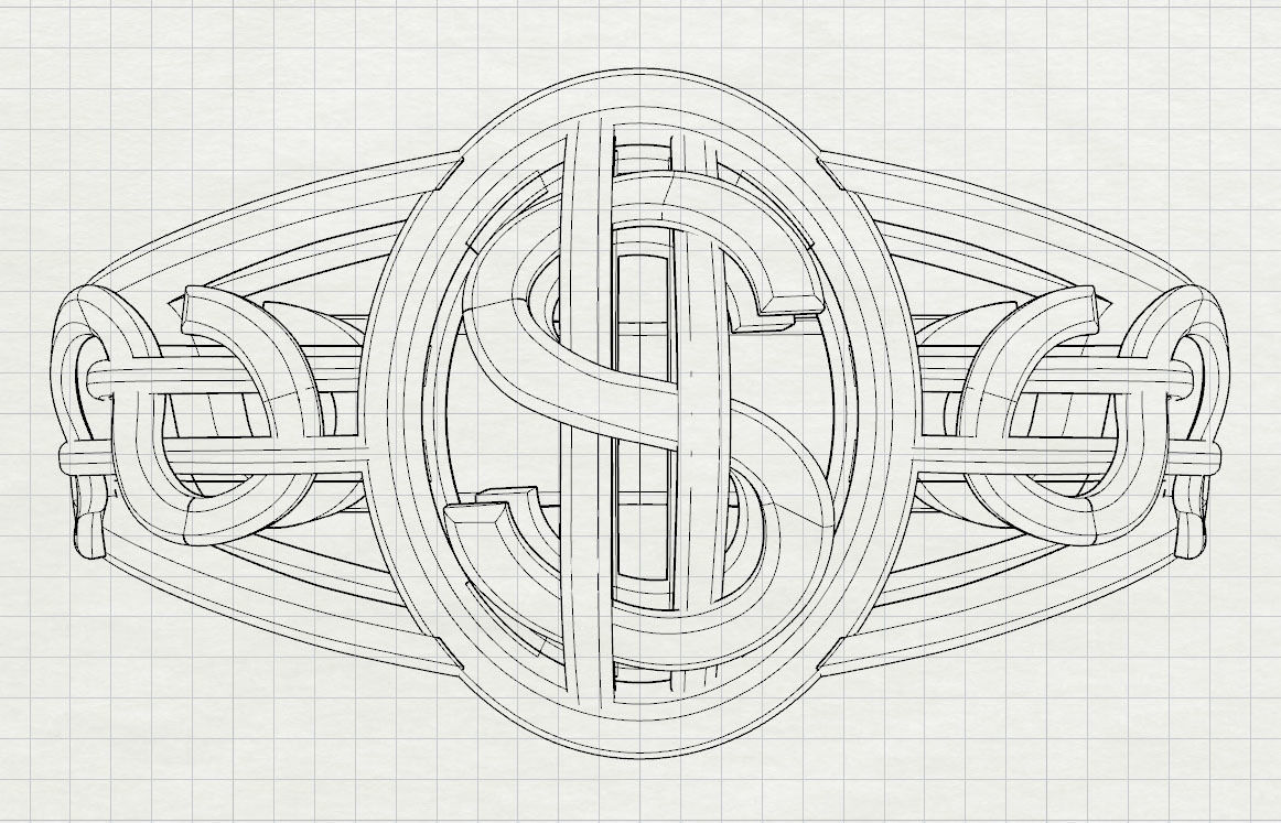 dollar ring 3D print model_35