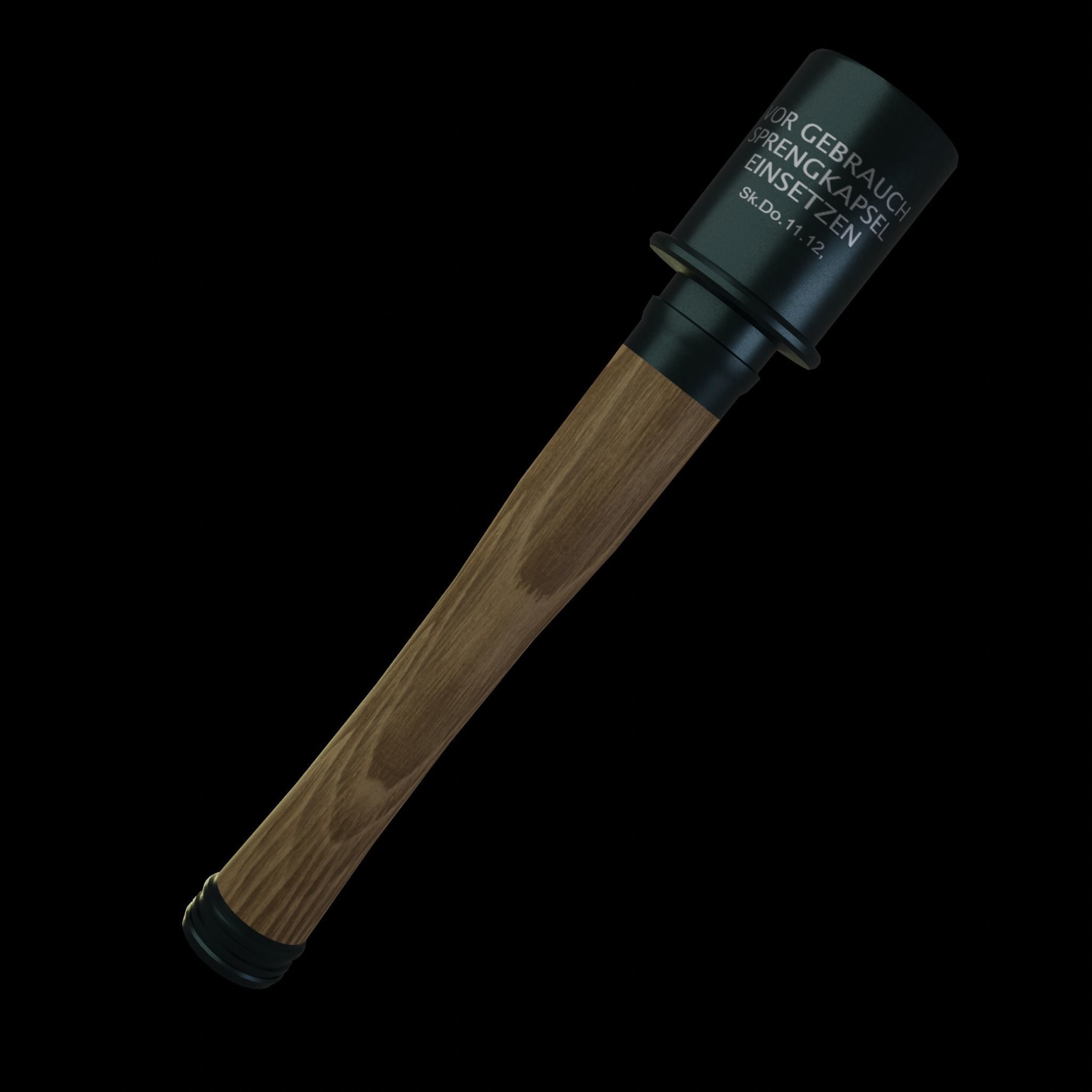 German stick grenade Low-poly 3D model_5