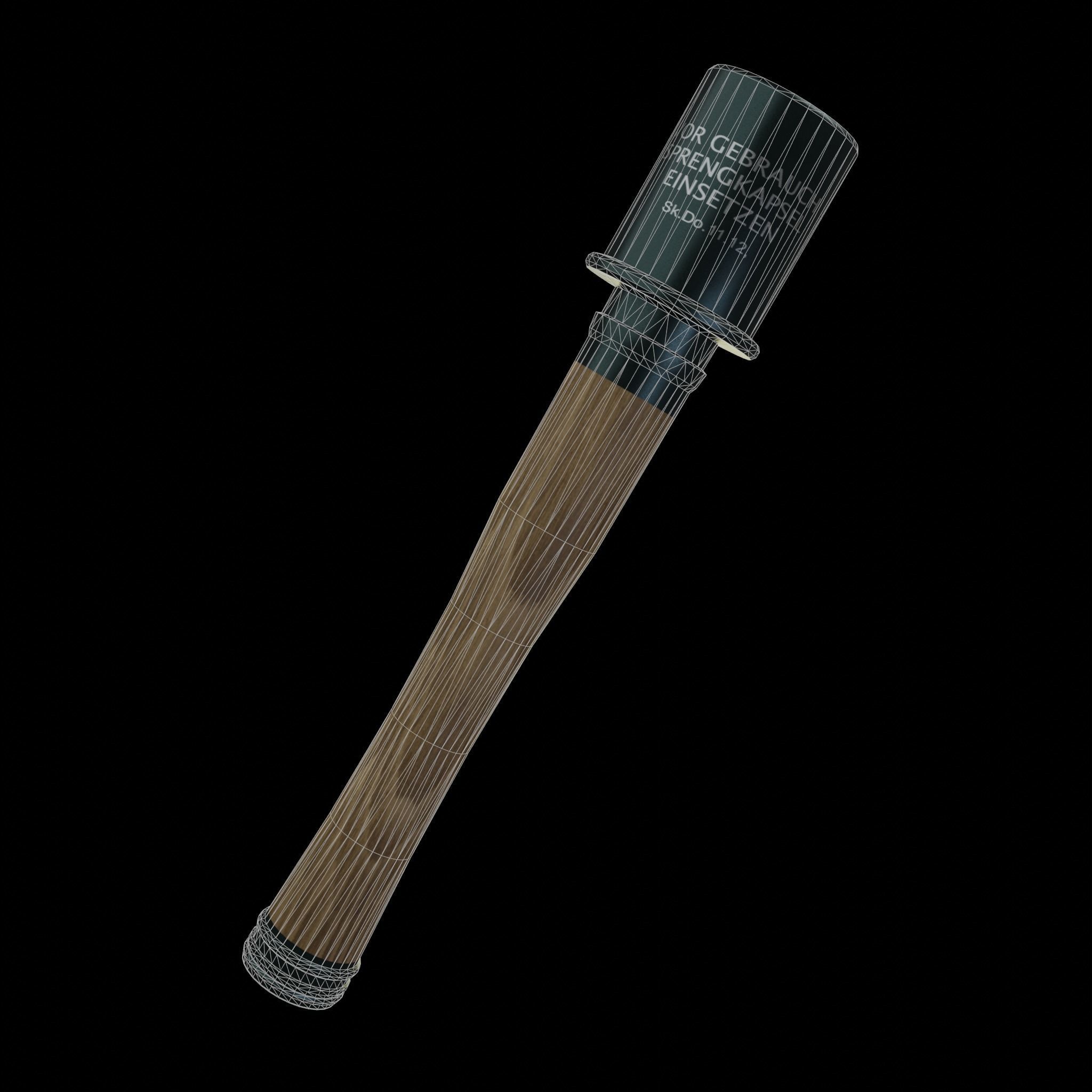 German stick grenade Low-poly 3D model_6