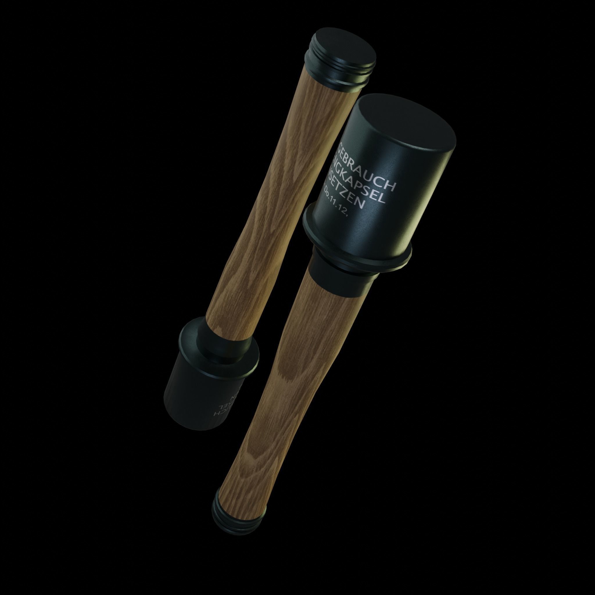 German stick grenade Low-poly 3D model_3