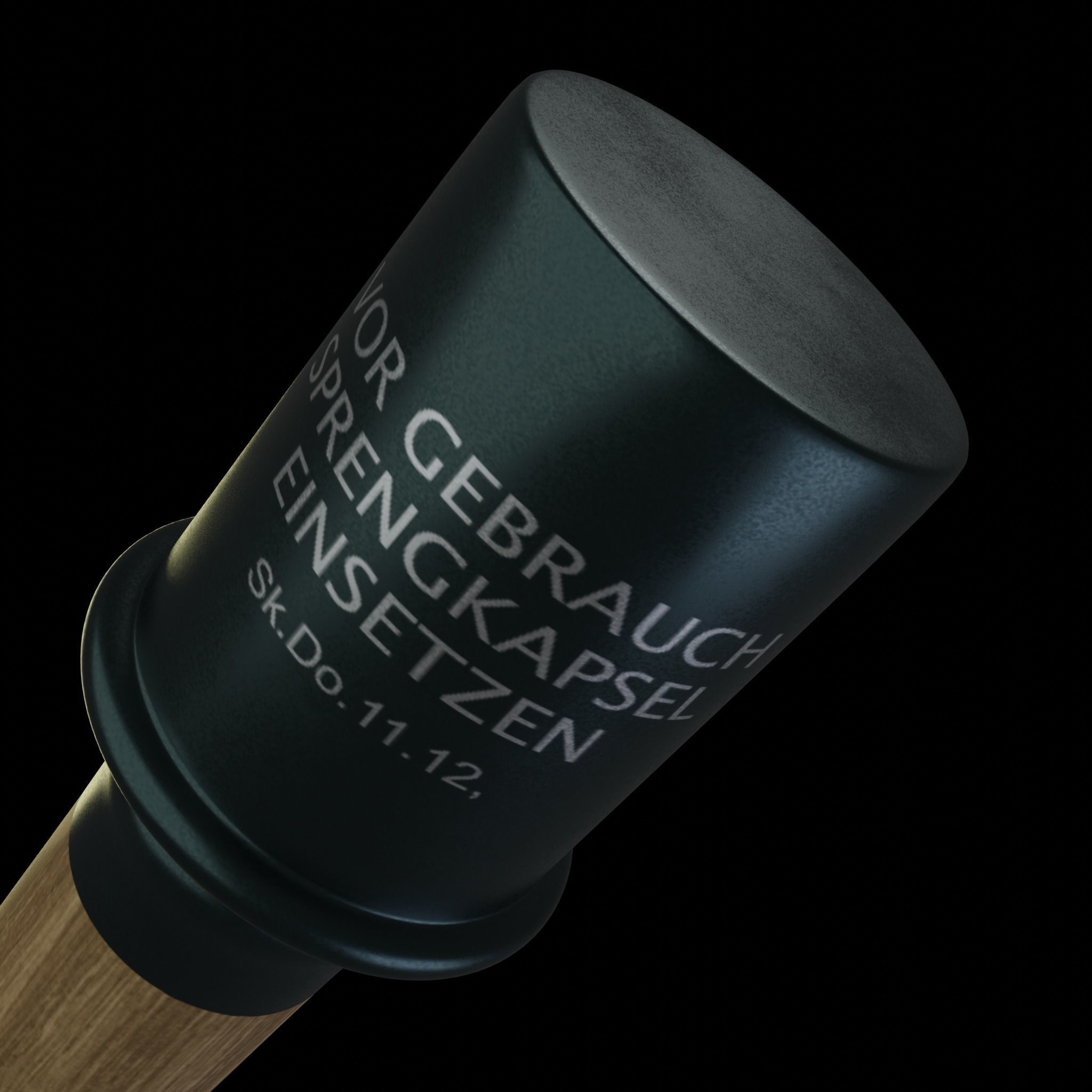 German stick grenade Low-poly 3D model_1
