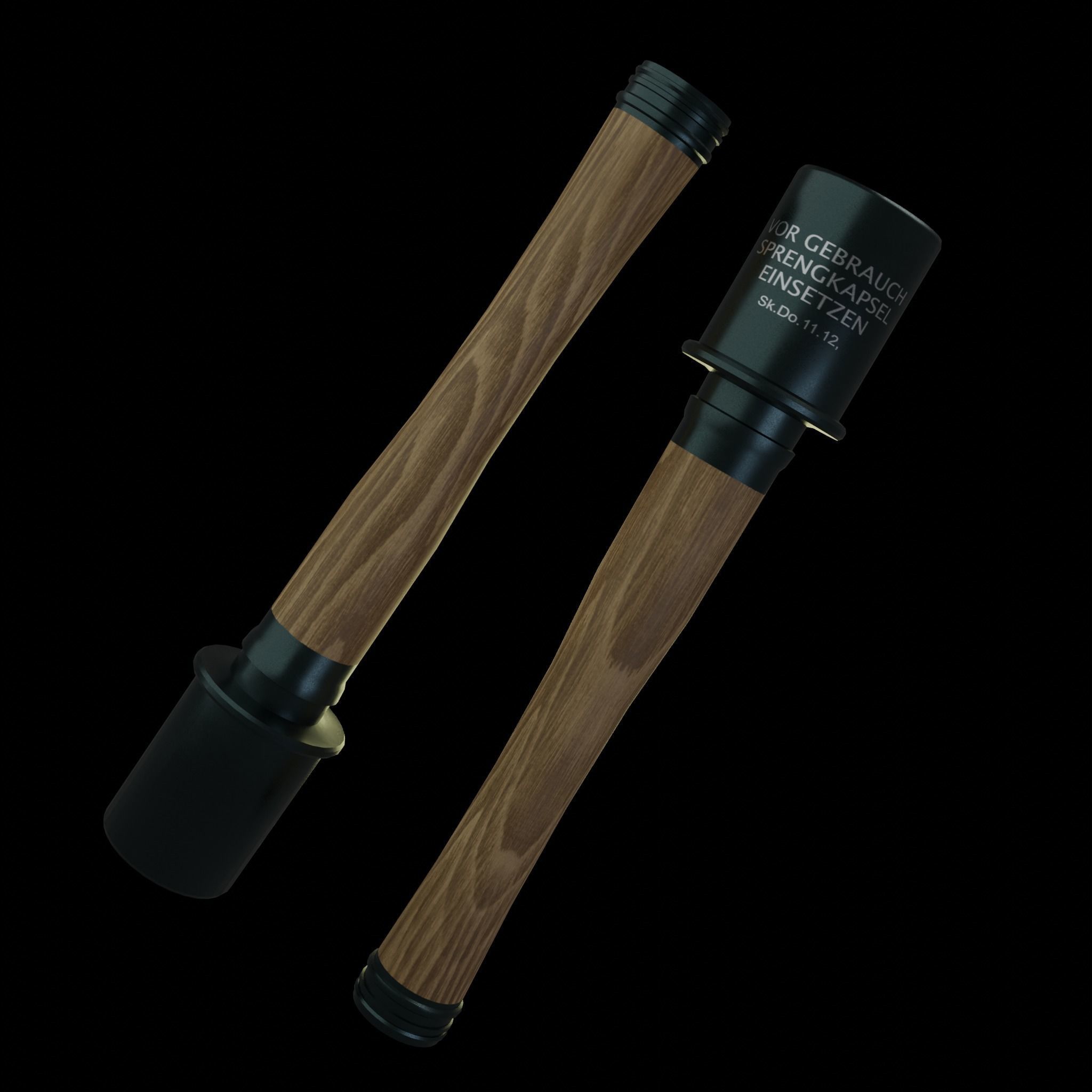 German stick grenade Low-poly 3D model_2