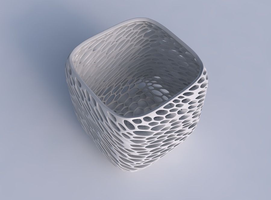 Vase quadratic stumpy with organic lattice and twisted thickn... 3D print model_1