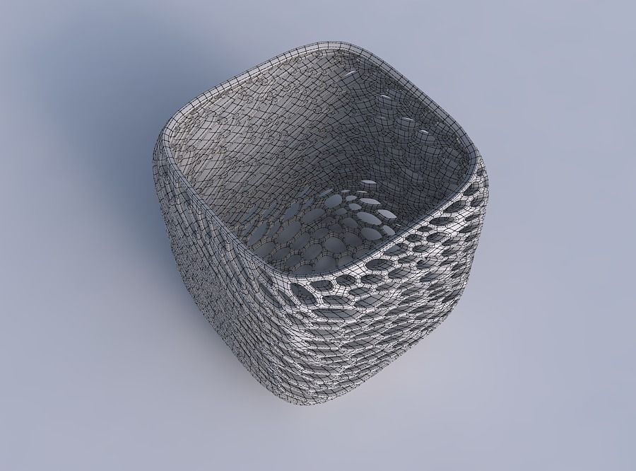 Vase quadratic stumpy with organic lattice and twisted thickn... 3D print model_6