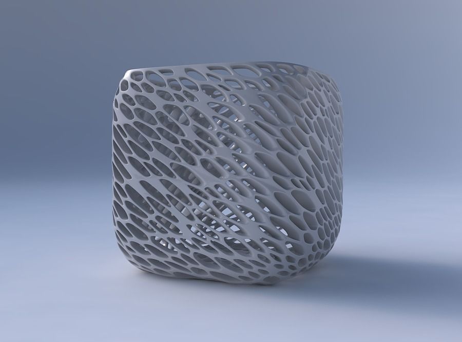 Vase quadratic stumpy with organic lattice and twisted thickn... 3D print model_4