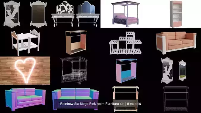 Rainbow Six Siege Pink room Furniture set