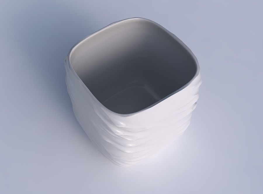 Vase quadratic stumpy with fibers smooth inside 3D print model_1