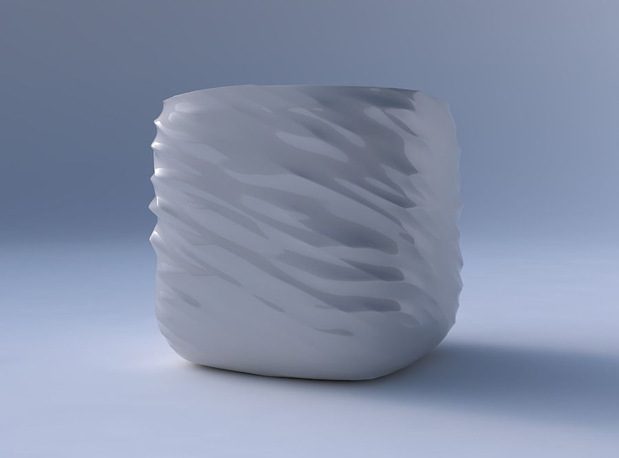 Vase quadratic stumpy with fibers smooth inside 3D print model_4