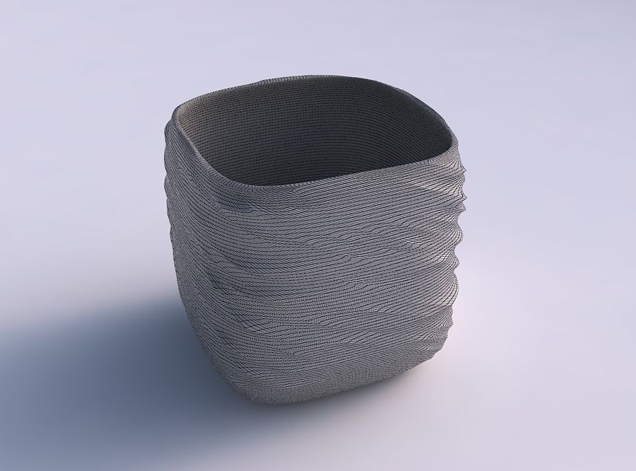 Vase quadratic stumpy with fibers smooth inside 3D print model_5