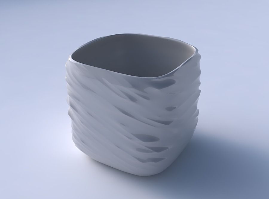 Vase quadratic stumpy with fibers smooth inside 3D print model_3