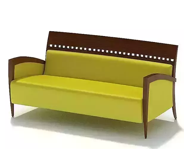 Yellow Sofa With A Wooden Frame