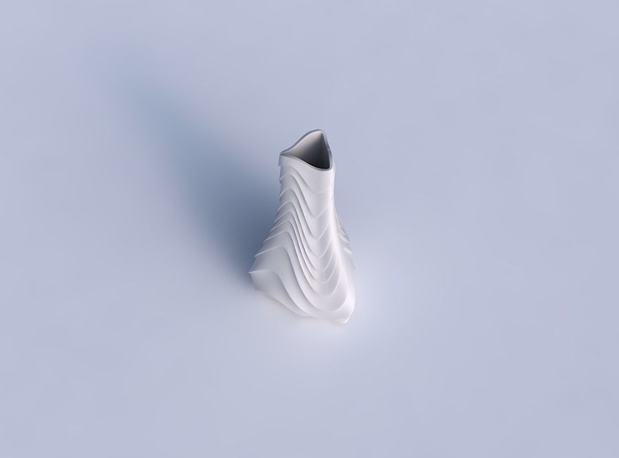 Vase puffy triangle with horizontal wavy inverted layers 3D print model_1