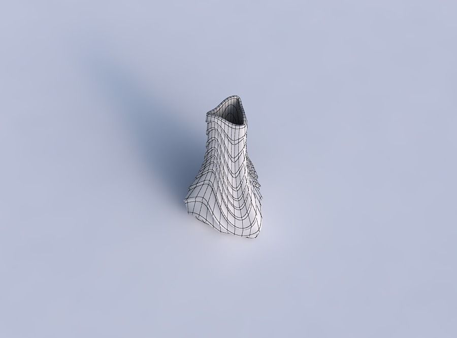 Vase puffy triangle with horizontal wavy inverted layers 3D print model_6