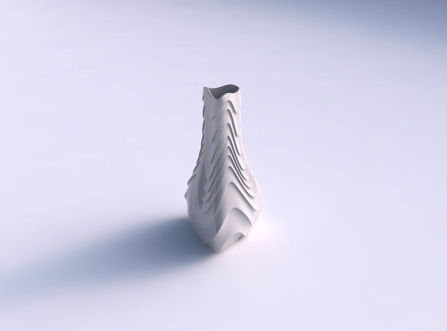 Vase puffy triangle with horizontal wavy inverted layers 3D print model_0