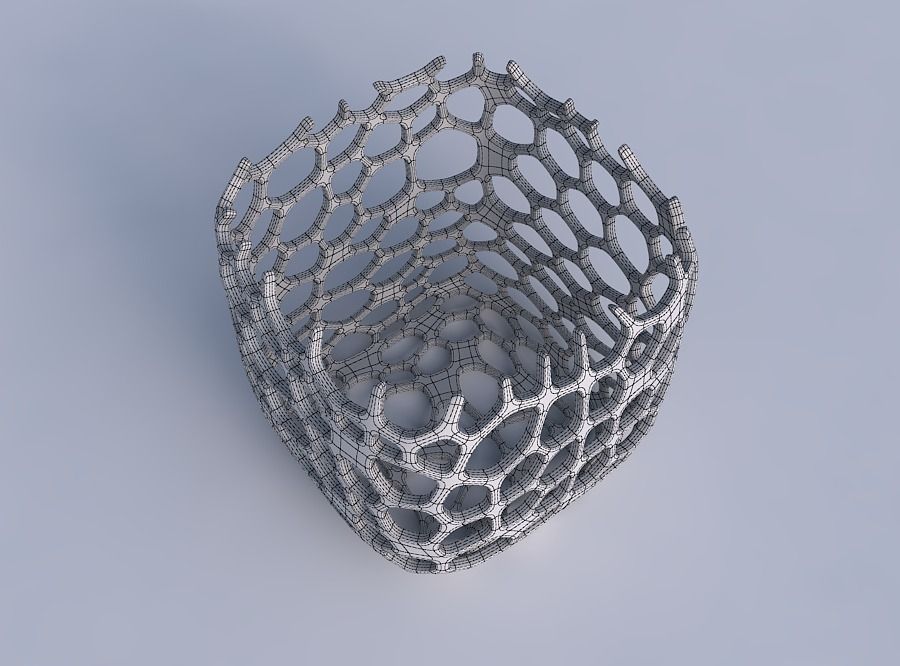 Vase quadratic stumpy with cracked organic lattice 2 3D print model_6
