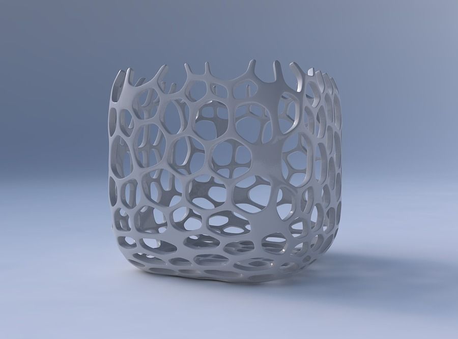 Vase quadratic stumpy with cracked organic lattice 2 3D print model_4