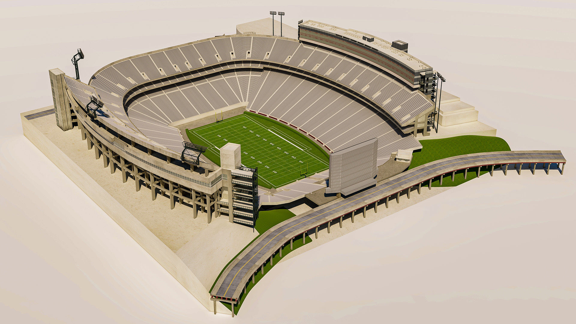 Sanford Stadium Georgia USA Low-poly 3D model_11