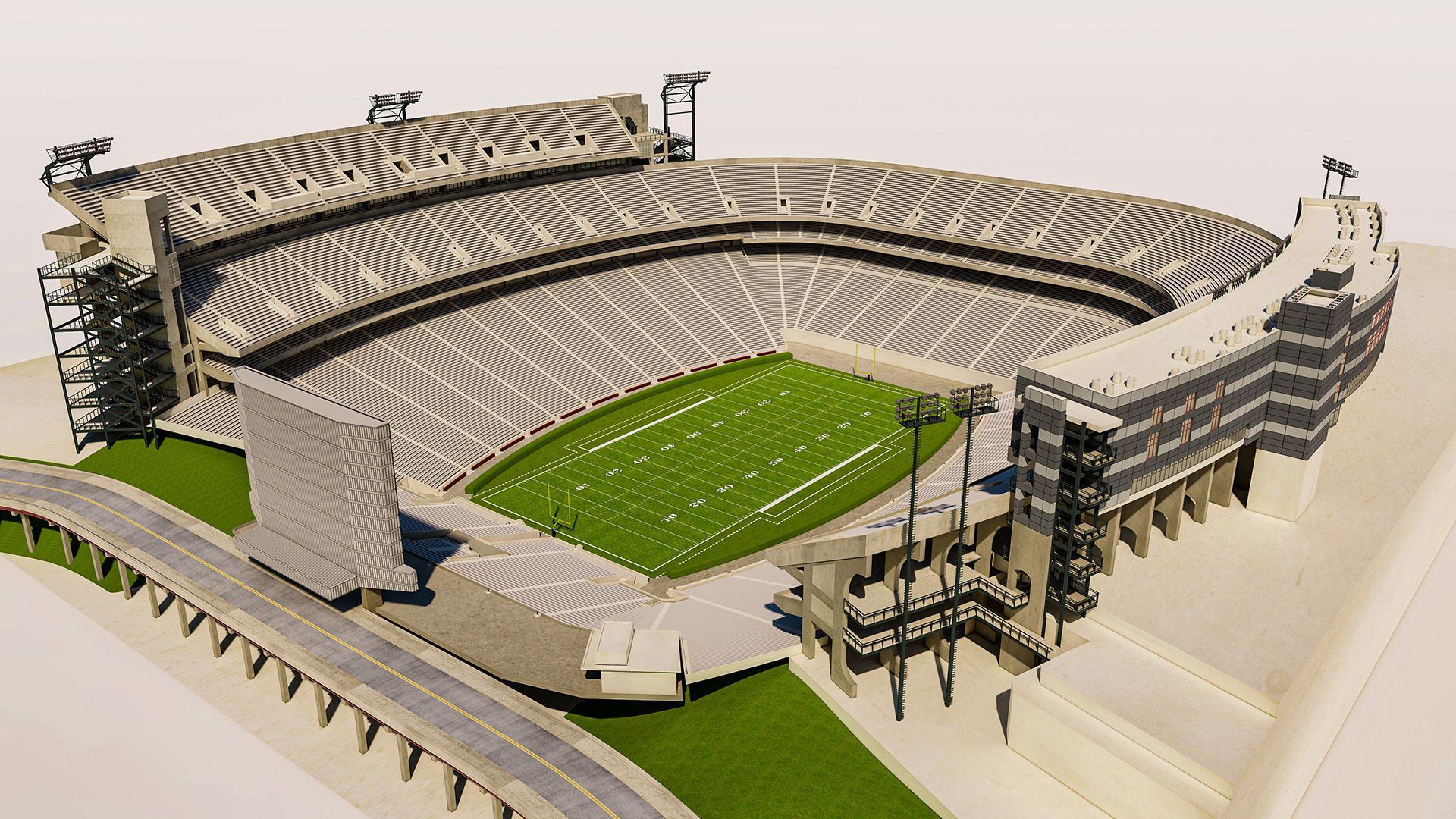 Sanford Stadium Georgia USA Low-poly 3D model_6