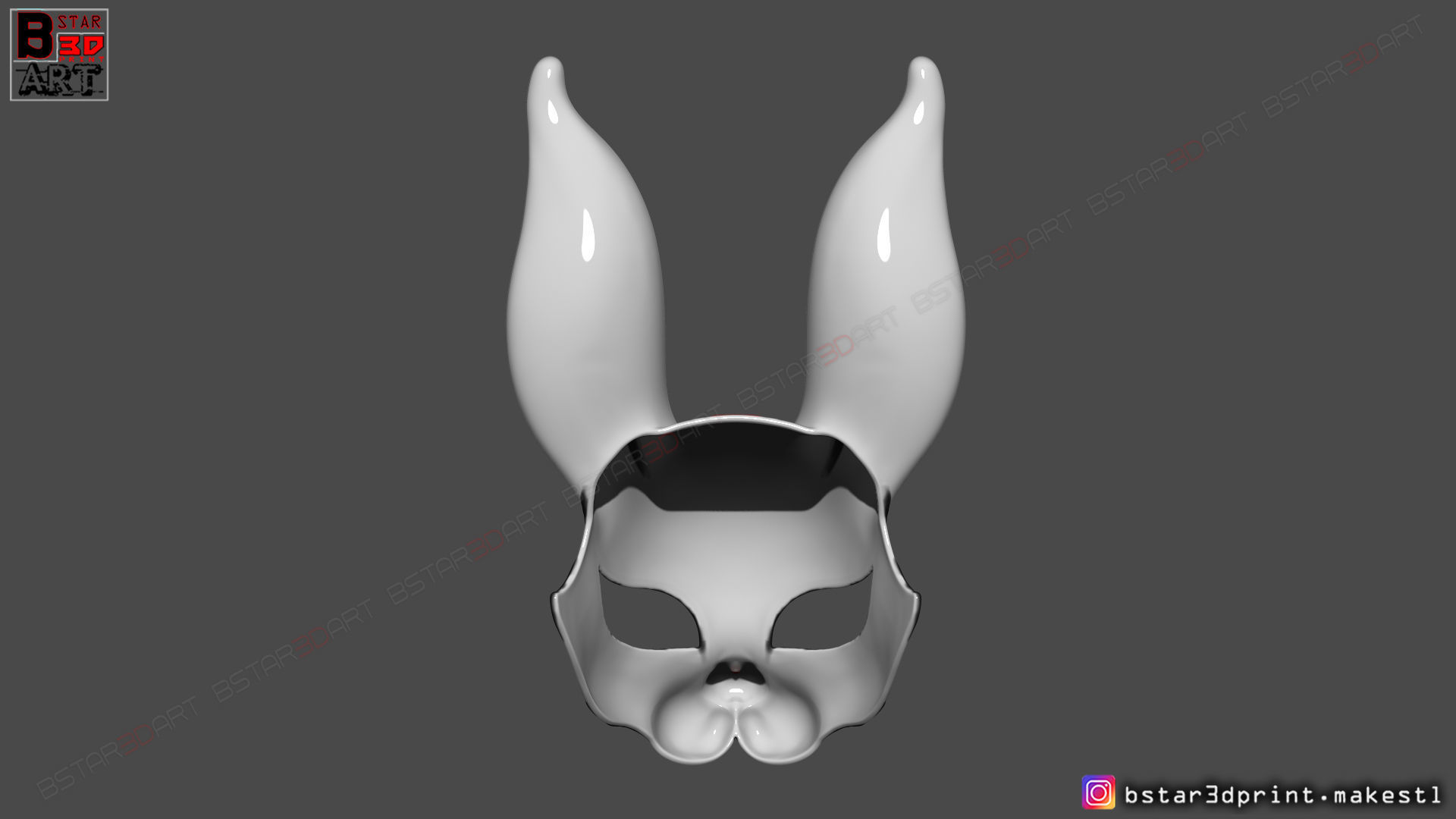 Rabbit Mask - Fox Mask - Bunny Mask - Demon Kitsune Cosplay  3D print model_4