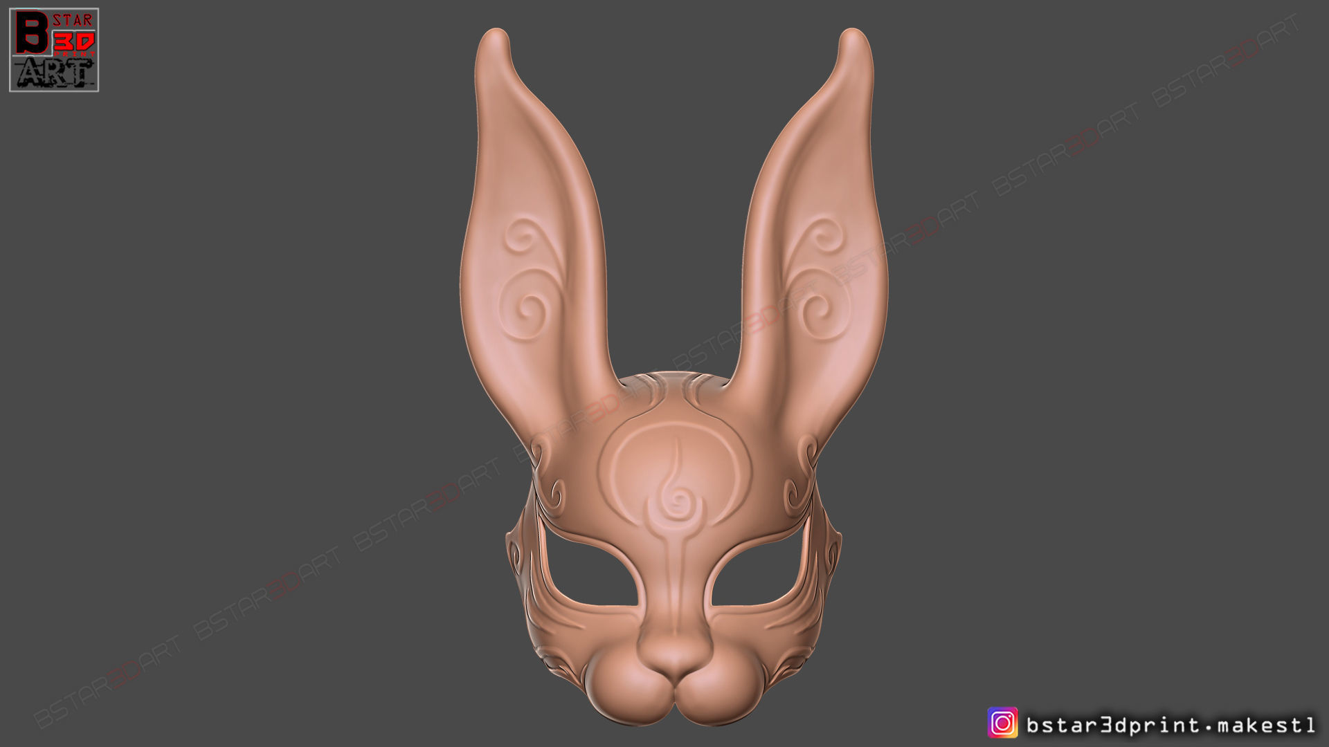  Rabbit Mask - Fox Mask - Bunny Mask - Demon Kitsune Cosplay  3D print model_7