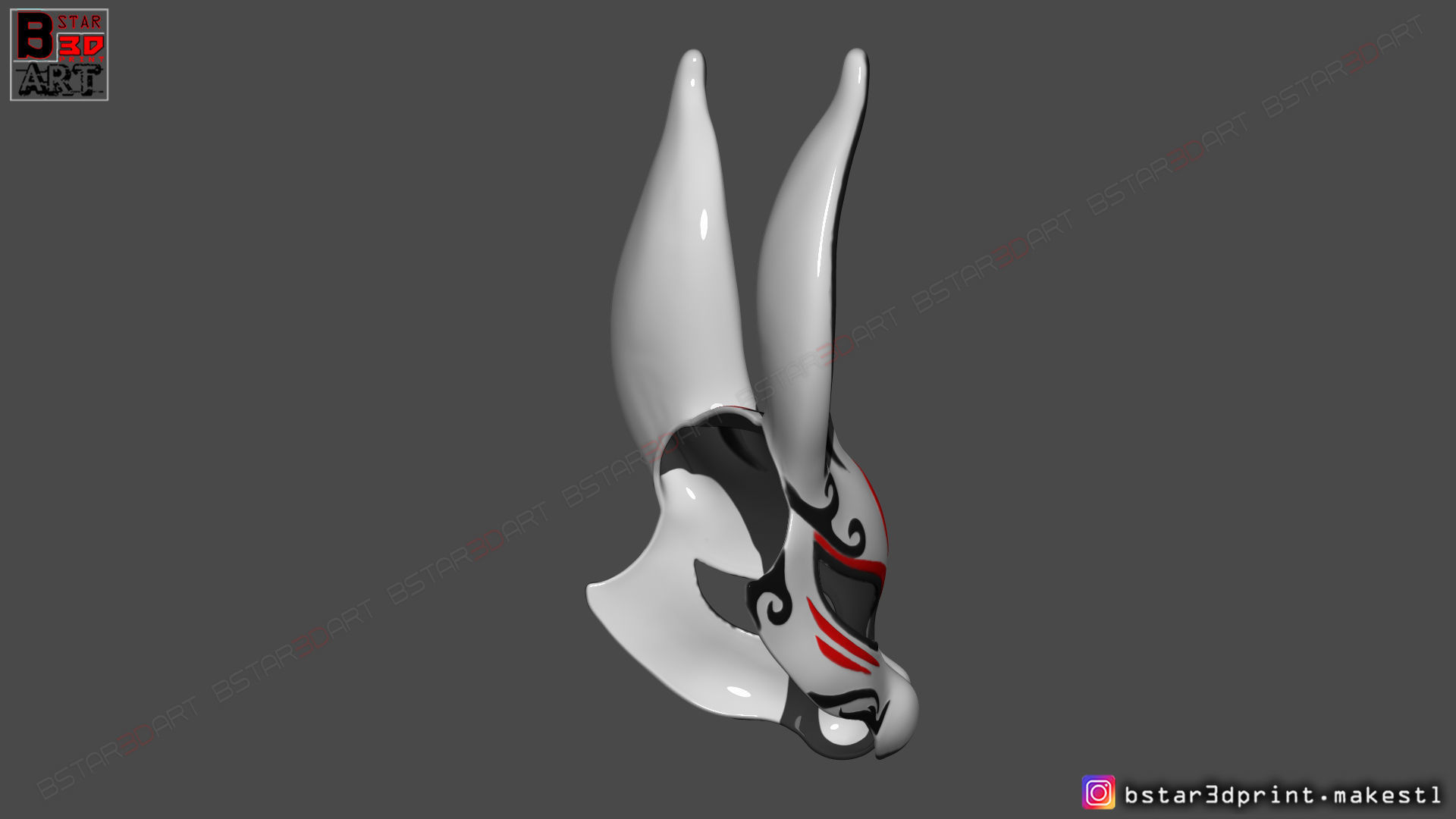  Rabbit Mask - Fox Mask - Bunny Mask - Demon Kitsune Cosplay  3D print model_5
