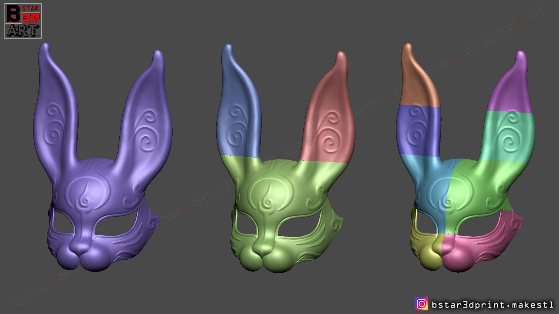  Rabbit Mask - Fox Mask - Bunny Mask - Demon Kitsune Cosplay  3D print model_19