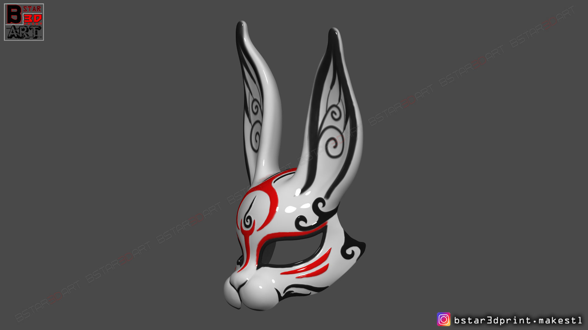  Rabbit Mask - Fox Mask - Bunny Mask - Demon Kitsune Cosplay  3D print model_1