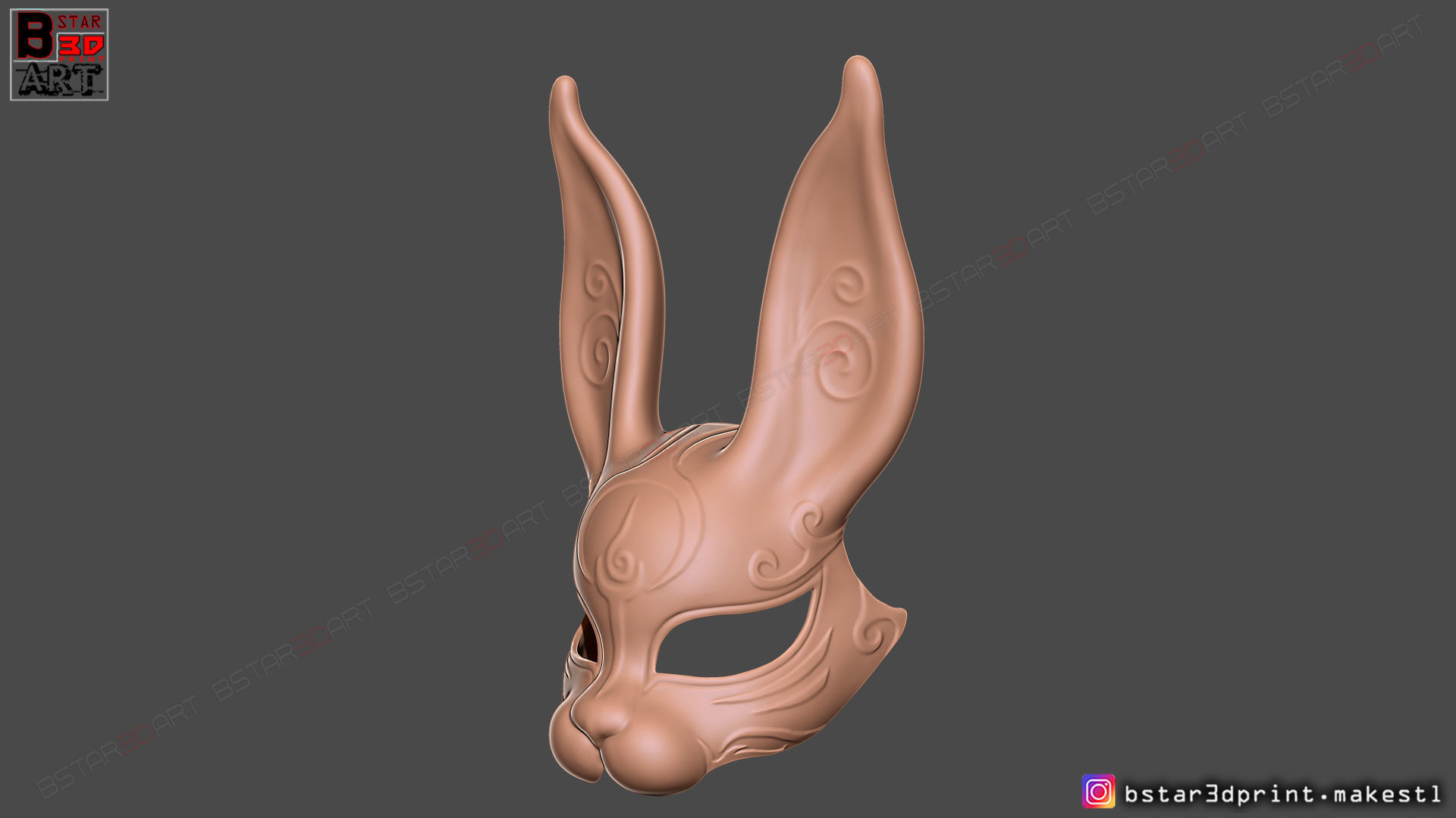  Rabbit Mask - Fox Mask - Bunny Mask - Demon Kitsune Cosplay  3D print model_8