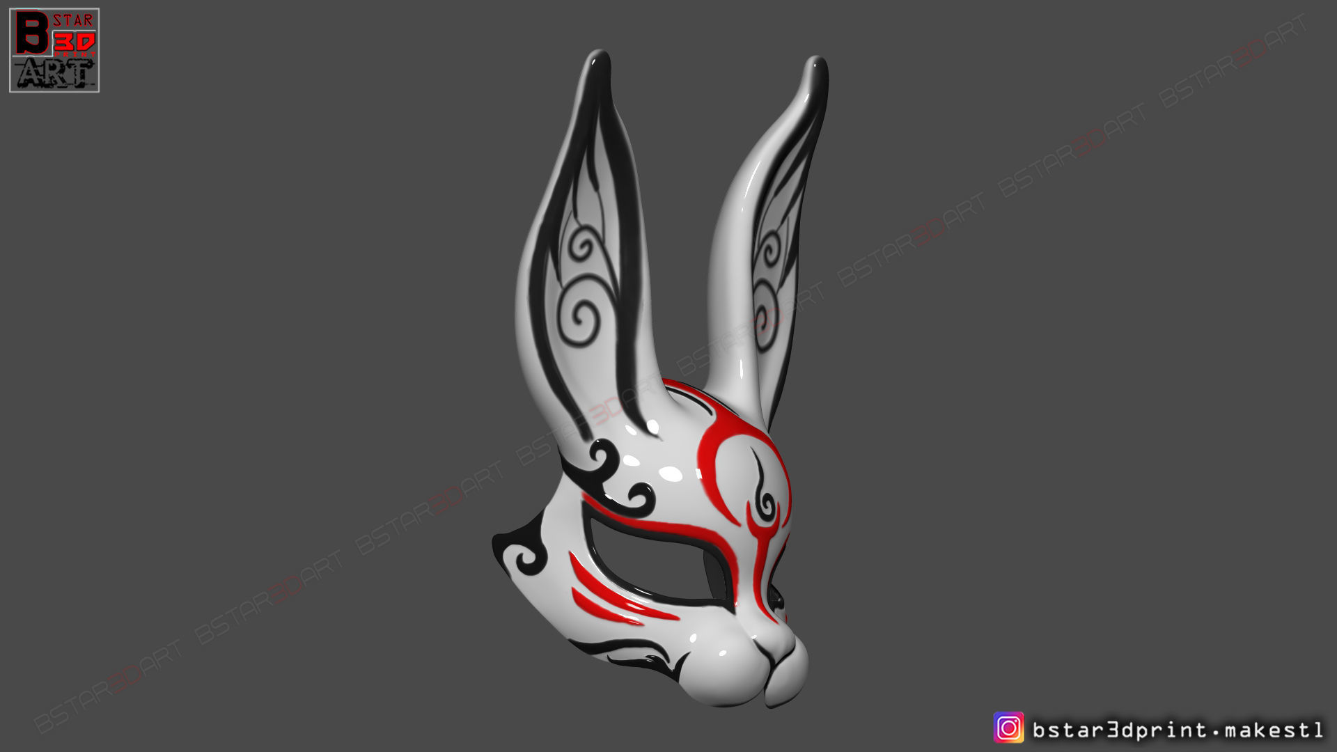  Rabbit Mask - Fox Mask - Bunny Mask - Demon Kitsune Cosplay  3D print model_6