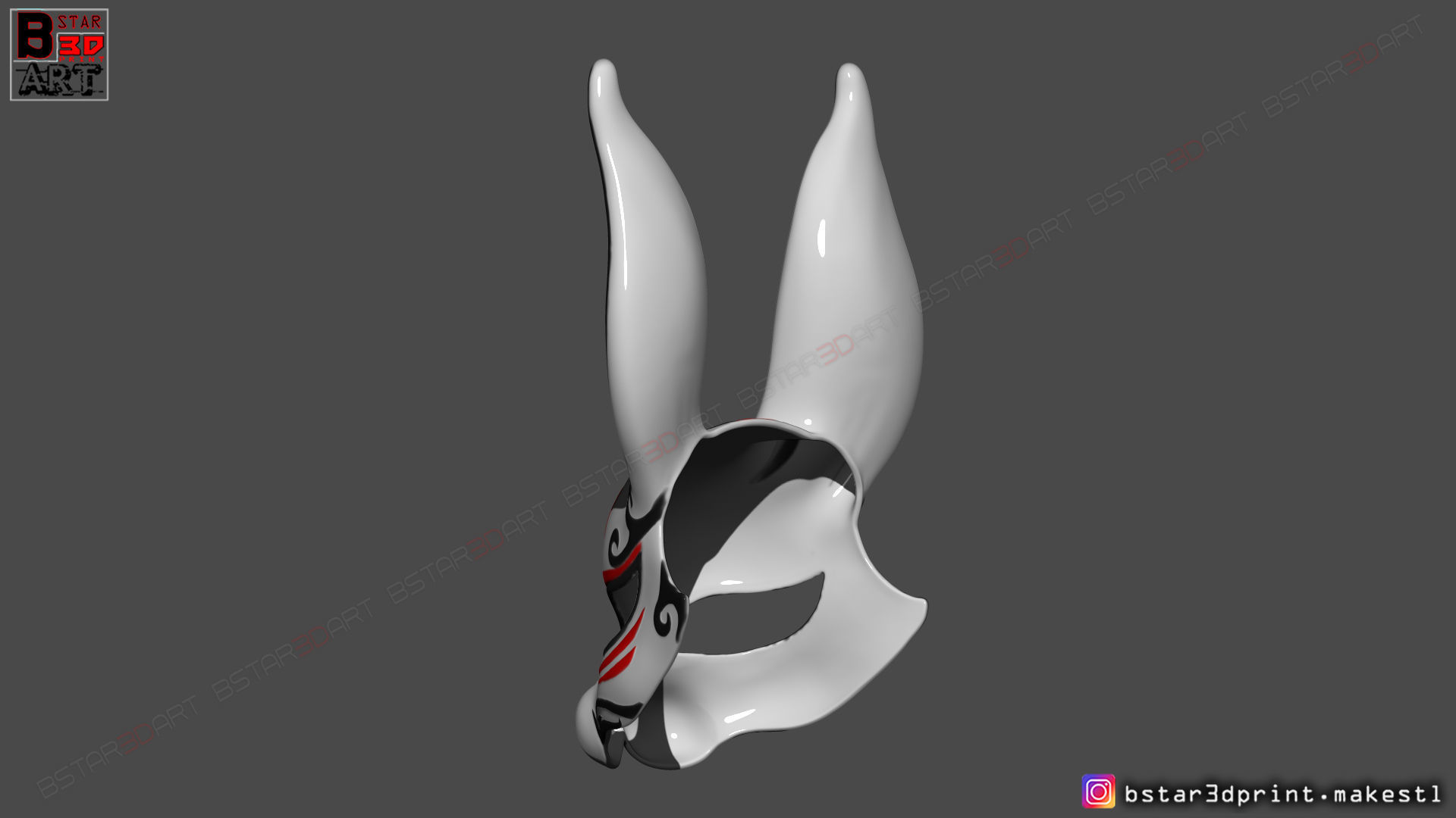  Rabbit Mask - Fox Mask - Bunny Mask - Demon Kitsune Cosplay  3D print model_3
