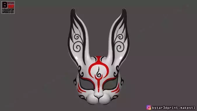  Rabbit Mask - Fox Mask - Bunny Mask - Demon Kitsune Cosplay  3D print model