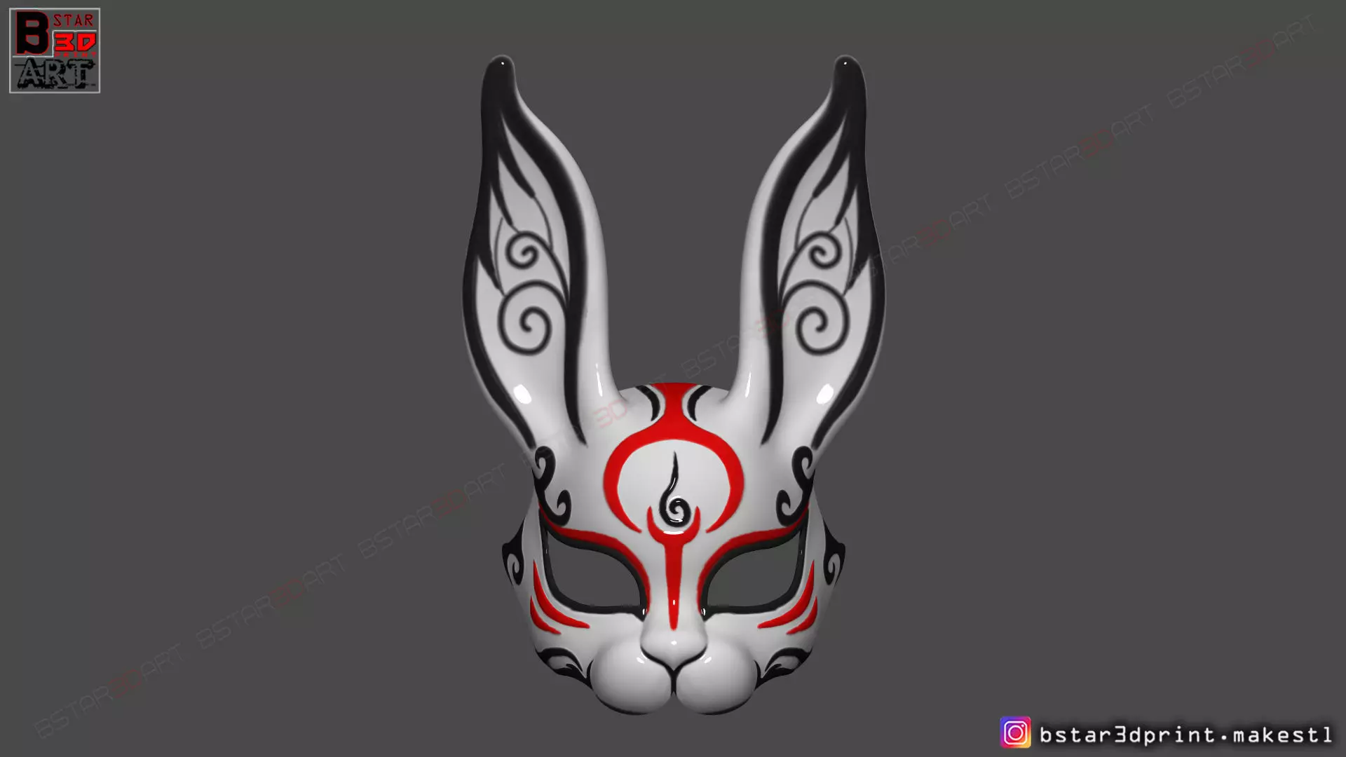  Rabbit Mask - Fox Mask - Bunny Mask - Demon Kitsune Cosplay  3D print model_0