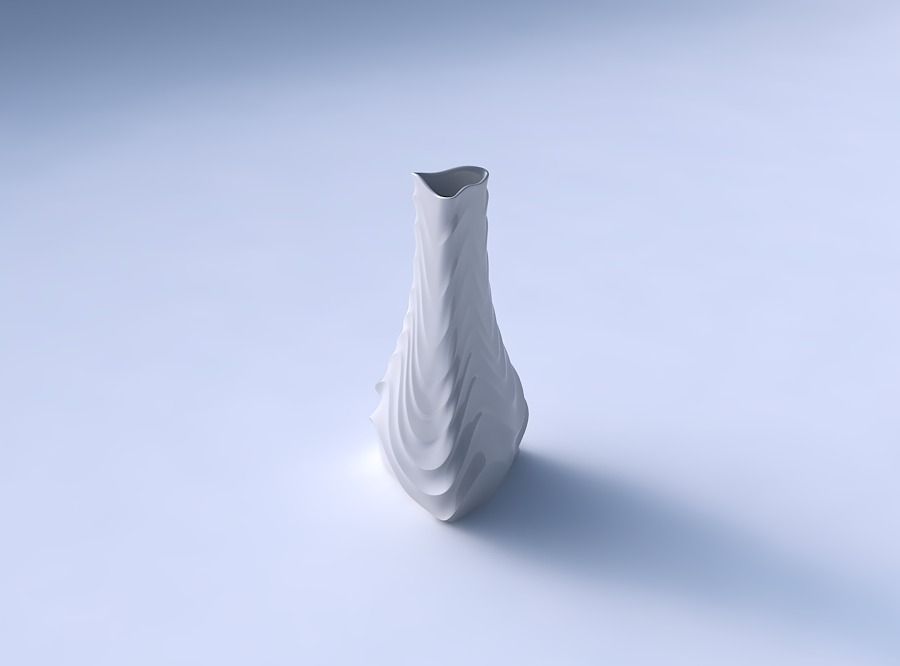 Vase puffy triangle with curved horizontal wavy sections 3D print model_3
