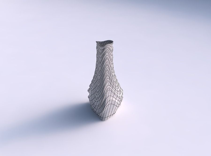 Vase puffy triangle with curved horizontal wavy sections 3D print model_5