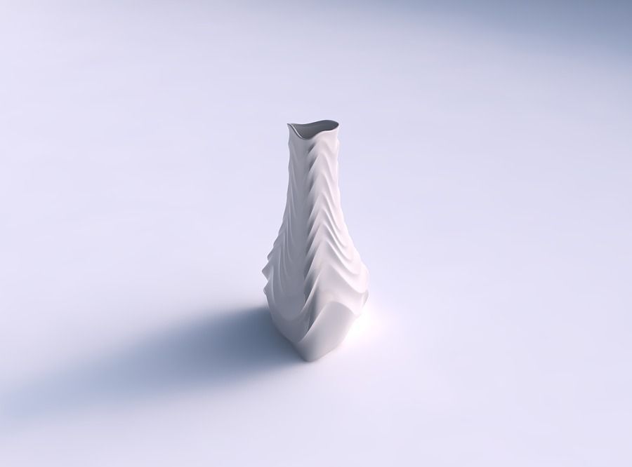 Vase puffy triangle with curved horizontal wavy sections 3D print model_0