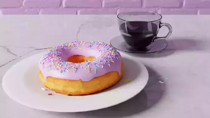High Poly Donut Animated 
