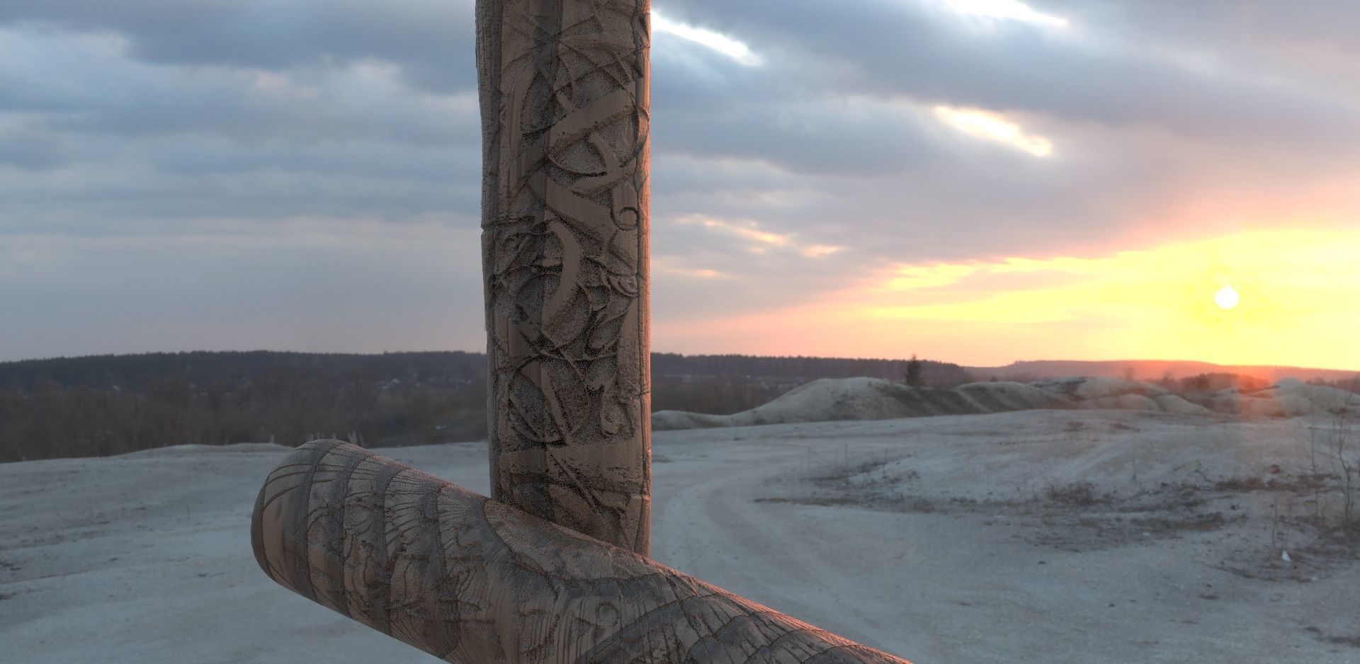 Viking stone pillars 3D model_1