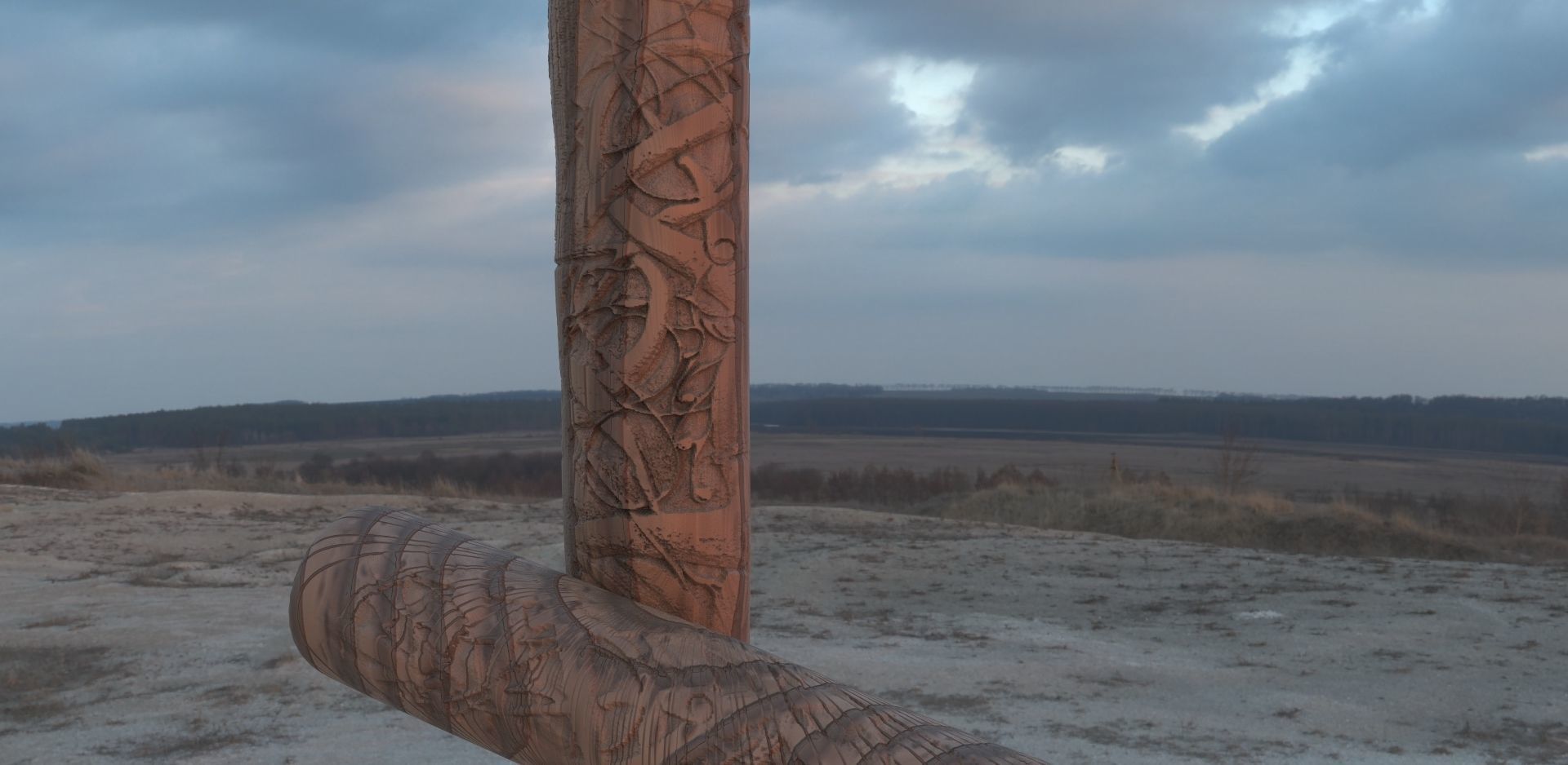 Viking stone pillars 3D model_2