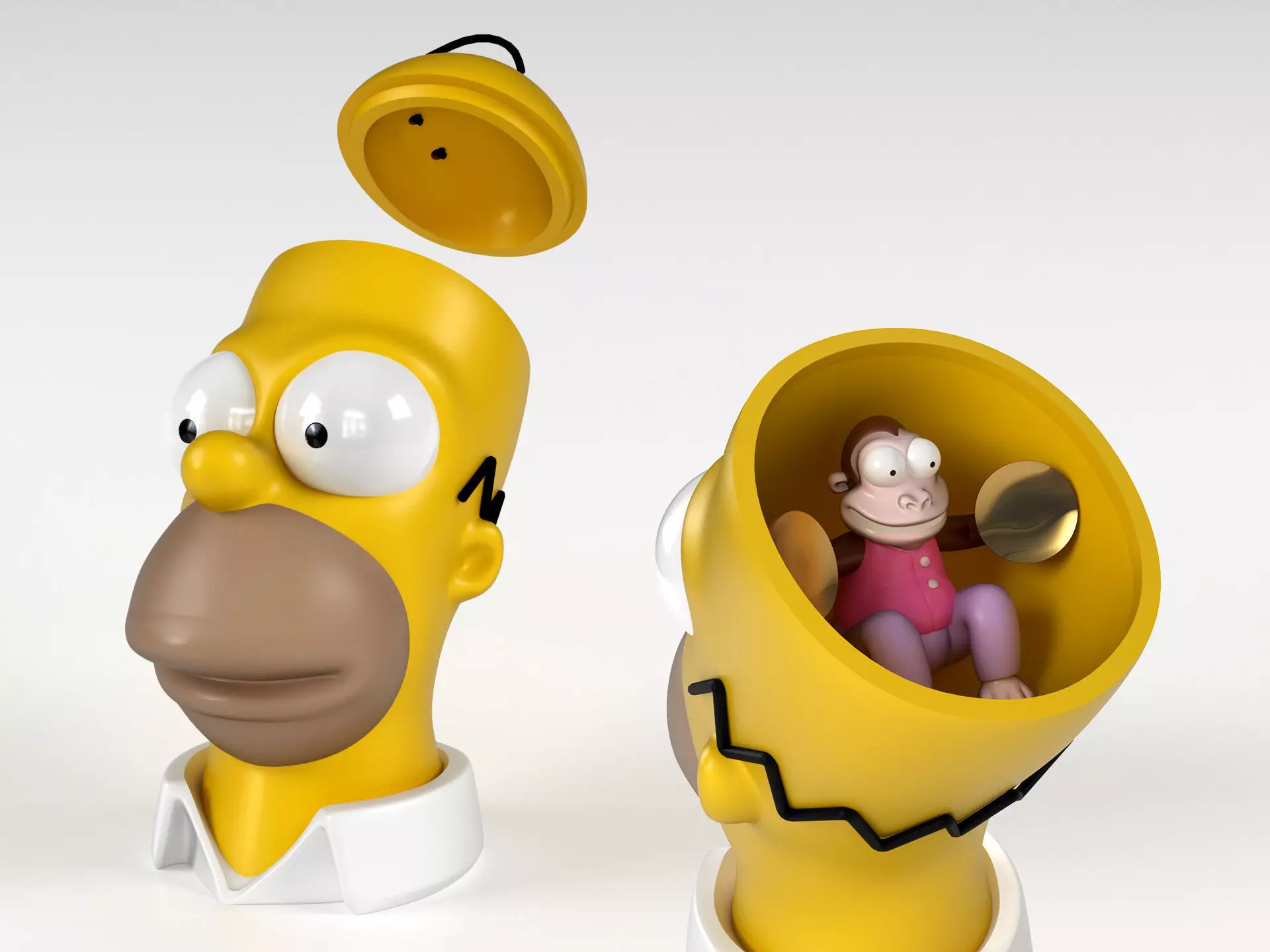 Homer head with monkey 3D print model_0