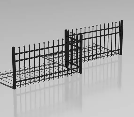 Metallic fence 04 3D model