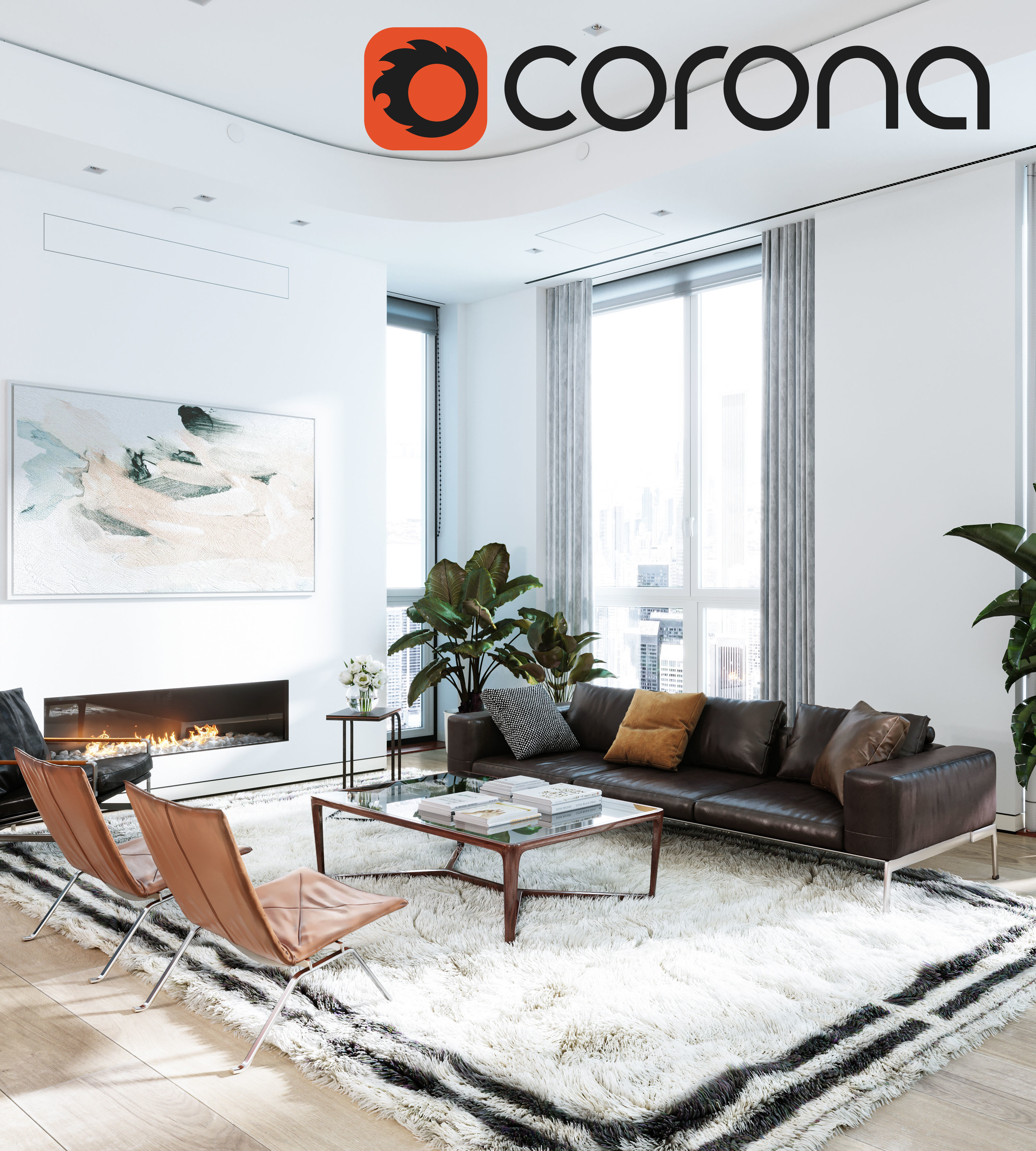 Living Room Full Scene 3D model_1