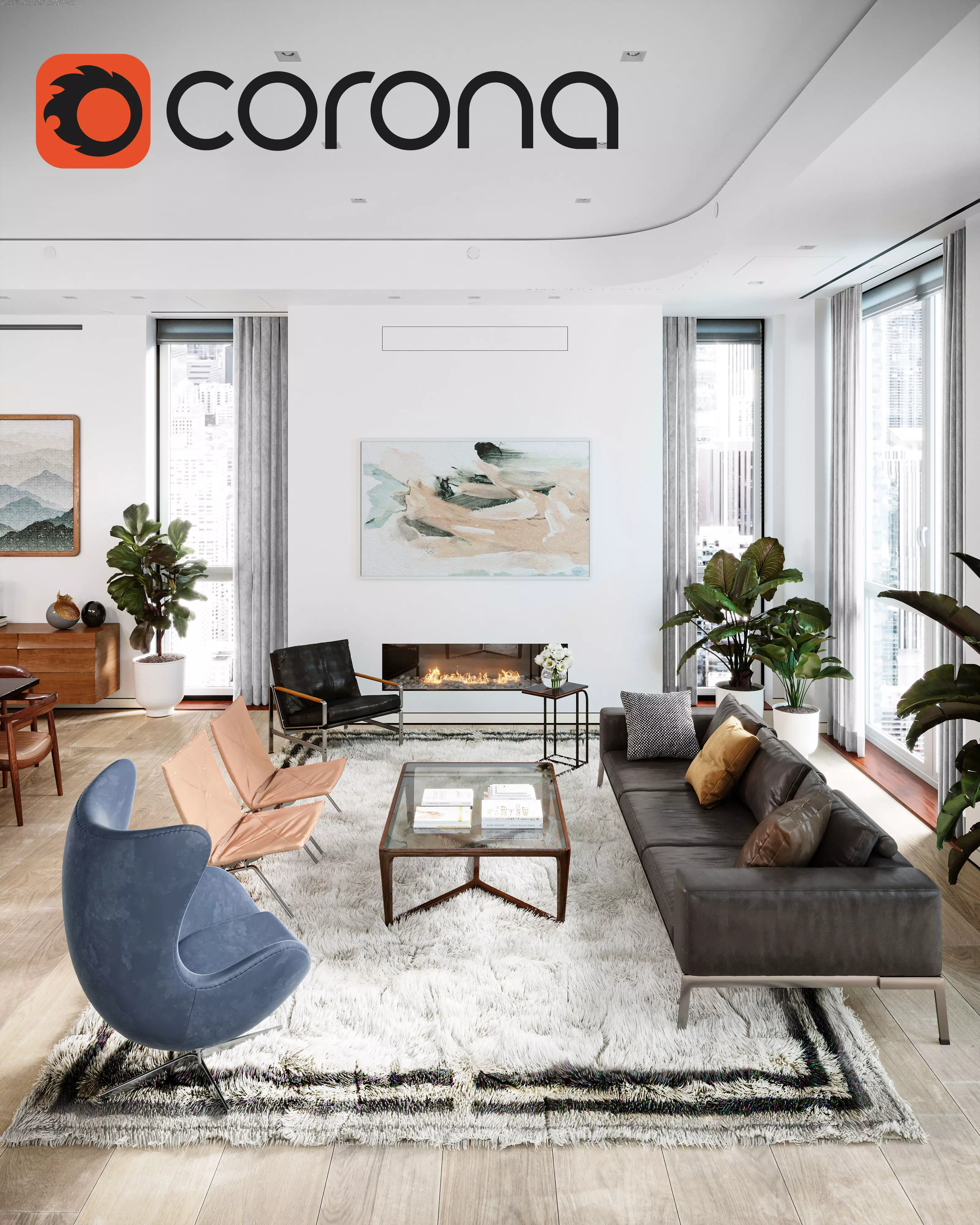 Living Room Full Scene 3D model_0