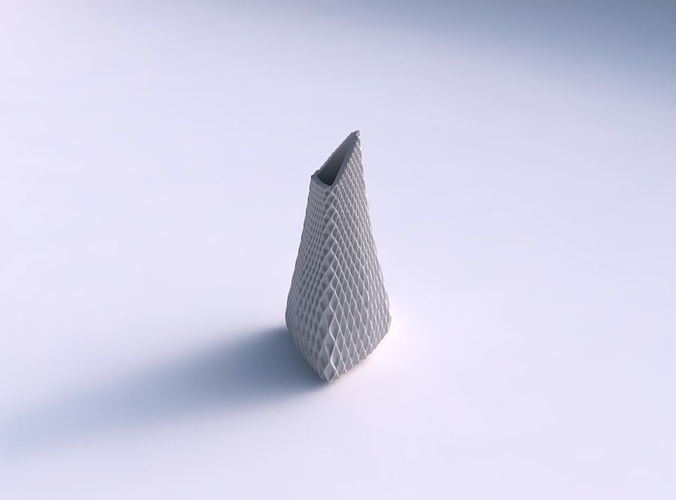 Vase puffy tipped triangle with grid piramides 2 3D print model