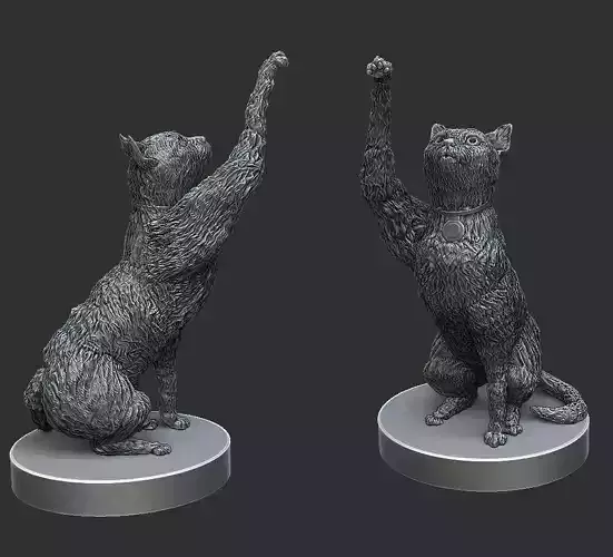 cat 3d model pair of statues