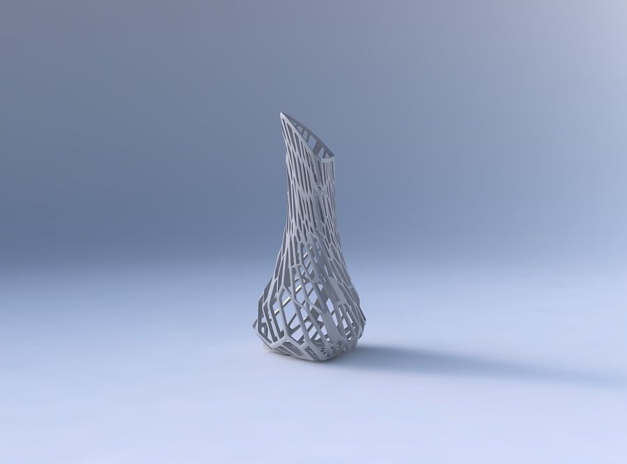 Vase puffy tappered triangle with faceted and twisted organic... 3D print model_4